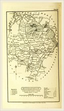Huntingdon map, A Topographical Dictionary of the United Kingdom, UK, 19th century engraving