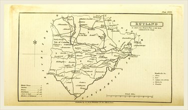 A Topographical Dictionary of the United Kingdom, Rutland map, UK, 19th century engraving