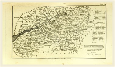 A Topographical Dictionary of the United Kingdom, Glocestershire map, Gloucestershire, UK, 19th