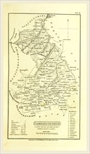 Cambridgeshire map, A Topographical Dictionary of the United Kingdom, UK, 19th century engraving