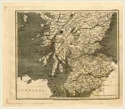 Scotland, map 1824, A Topographical Dictionary of the United Kingdom, 19th century engraving