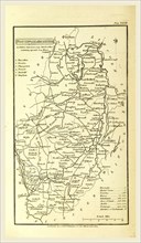 Nottinghamshire, map, A Topographical Dictionary of the United Kingdom, 19th century engraving