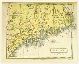 Part of Maine, US, The Boston School Atlas, 19th century engraving