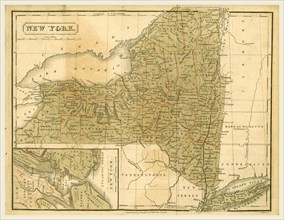 Map New York, The Boston School Atlas, US, America, 19th century engraving