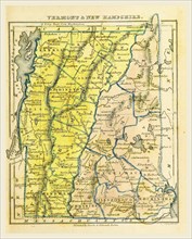 Vermont and New Hampshire, the Boston School Atlas, US, America, 19th century engraving