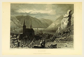 Bingen, Germany, Tombleson's Views of the Rhine, 19th century engraving