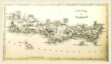 Island of Candia, History of the Greek Revolution, 19th century engraving, Crete, Greece