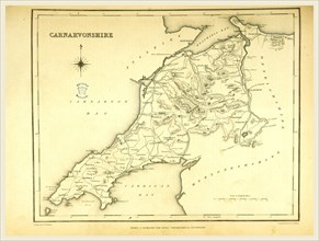 A Topographical Dictionary of Wales, Carnarvonshire, 19th century engraving, UK