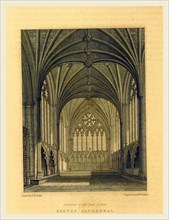 The Picturesque Beauties of Devonshire, Exeter Cathedral, 19th century engraving, UK