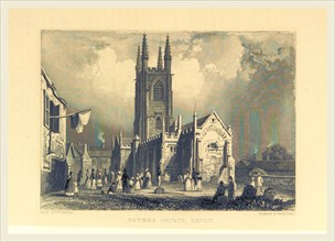 The Picturesque Beauties of Devonshire  A series of  engravings  by T. Bartlett, Totnes Church,
