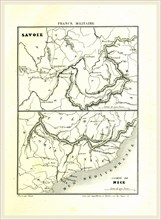 France militaire, map Savoie, 19th century engraving