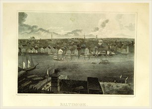 Baltimore, 19th century engraving, US, America