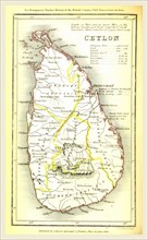 Map Ceylon, Sri Lanka, 19th century engraving