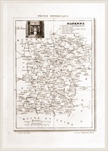 France pittoresque, map Mayenne, 19th century engraving