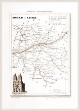France pittoresque, map, Indre and Loire, 19th century engraving