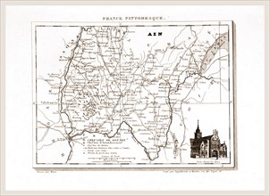France pittoresque, Ain, map, 19th century engraving