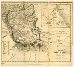 Map of the valley of Mexico, 1834, 19th century engraving