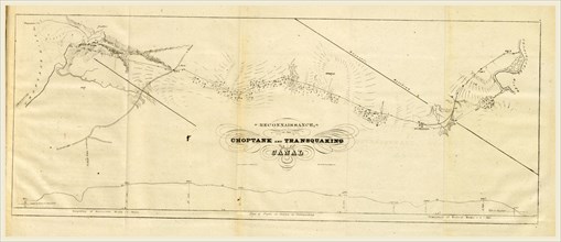 Choptank and transquaking canal, Report on the new map of Maryland, 1836, 19th century engraving,