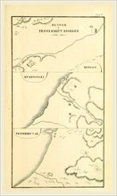 Ruins Tessermiut Fjord Greenland historical, 19th century engraving