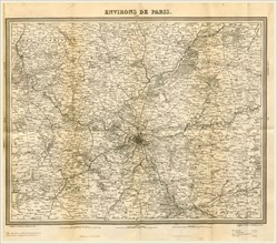 Histoire physique, civile et morale des environs de Paris, map, 19th century engraving