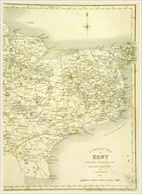 Map, County of Kent, 1839, 19th century engraving