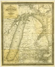 Map, History of Michigan, 1839, civil and topographical, in a compendious form, 19th century
