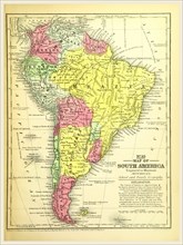 Map of South America, 19th century engraving, Mitchell's Atlas