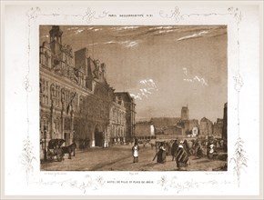 Hotel de Ville and Place de Greve, Paris and surroundings, daguerreotype, M. C. Philipon, 19th