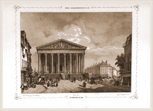 La Madeleine, Paris and surroundings, daguerreotype, M. C. Philipon, 19th century engraving