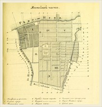 River Neva, map Russia, 19th century engraving