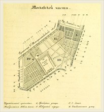 Moscow, Russia, map, 19th century engraving