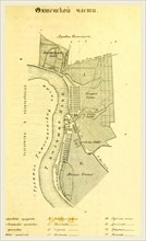 Map Russia, River Neva, djerv poluostrov, 19th century engraving