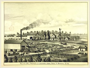 Mill, History of Marshall county, Indiana, 1836 to 1880, 19th century engraving, US, America