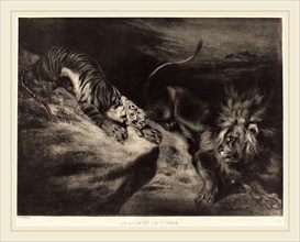 Louis-Candide Boulanger after EugÃ¨ne Delacroix (French, 1806-1867), Le Lion et le tigre, c. 1830,