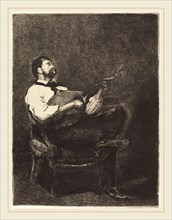 FranÃ§ois Bonvin (French, 1817-1887), Guitar Player (Joueur de Guitare), 1861, etching on laid