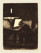 FranÃ§ois Bonvin (French, 1817-1887), Printmaker (Le Graveur), 1861, etching on laid paper