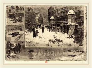 Félix-Hilaire Buhot (French, 1847-1898), L'Hiver Ã  Paris (Winter in Paris), 1879, etching,
