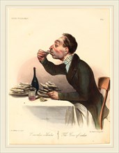 Honoré Daumier (French, 1808-1879), L'amateur d'huitres, 1836, hand-colored lithograph