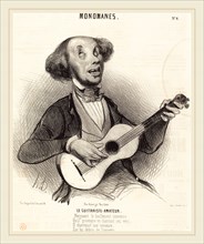 Honoré Daumier (French, 1808-1879), Le Guitariste-Amateur, 1840, lithograph on newsprint