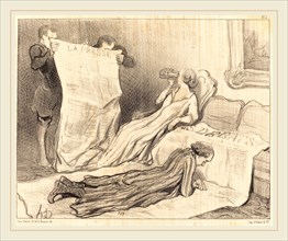 Honoré Daumier (French, 1808-1879), Abonnés recevant leur journal, 1845, lithograph