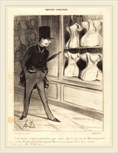 Honoré Daumier (French, 1808-1879), C'est unique! j'ai pris quatre tailles, 1840, lithograph on