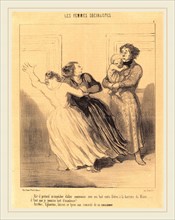 Honoré Daumier (French, 1808-1879), Ah! il prétend m'empÃªcher d'aller, 1849, lithograph in black