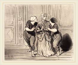 Honoré Daumier (French, 1808-1879), Le Beau sexe a l'école de natation, 1852, lithograph