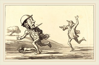 Honoré Daumier (French, 1808-1879), Allons bon! il parait chasse réservée, 1864, lithograph