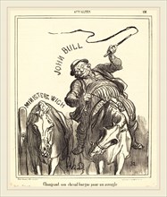Honoré Daumier (French, 1808-1879), Changeant son cheval borgne pour un aveugle, 1866, lithograph