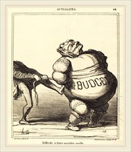 Honoré Daumier (French, 1808-1879), Difficile Ã  faire paraitre svelte, 1869, lithograph on