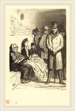 Charles Maurand after Honoré Daumier (French, active 1863-1881), Un Bureau d'attente d'omnibus,