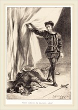 EugÃ¨ne Delacroix (French, 1798-1863), Hamlet and the Body of Polonius (Act III, Scene IV), 1835,