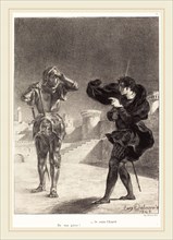 EugÃ¨ne Delacroix (French, 1798-1863), The Ghost on the Terrace (Act I, Scene V), 1843, lithograph