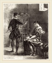 EugÃ¨ne Delacroix (French, 1798-1863), Hamlet and Ophelia (Act III, Scene I), 1834-1843, lithograph